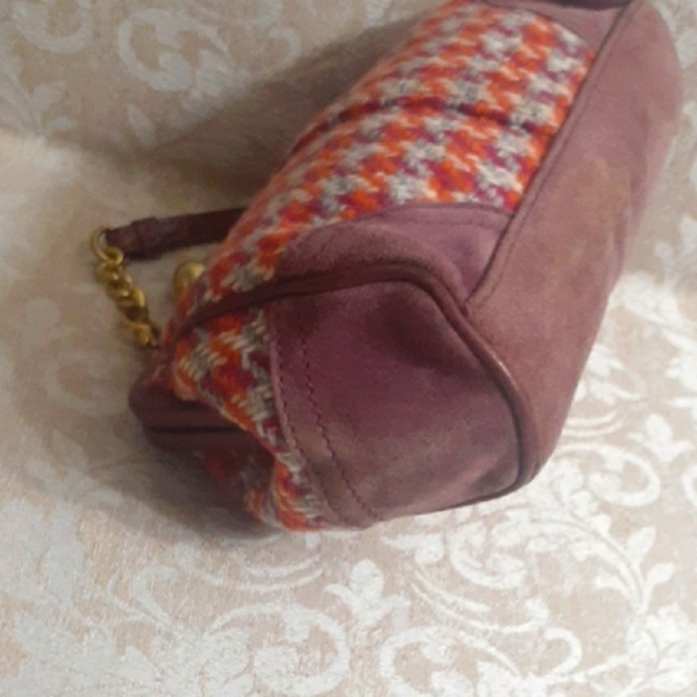 COACH Y2K VINTAGE HOUNDSTOOTH TWEED SUEDE KISS LOCK BAG - Picture 8 of 13